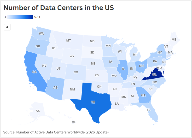 Количество действующих дата-центров в мире – [Обновлено: март 2026]